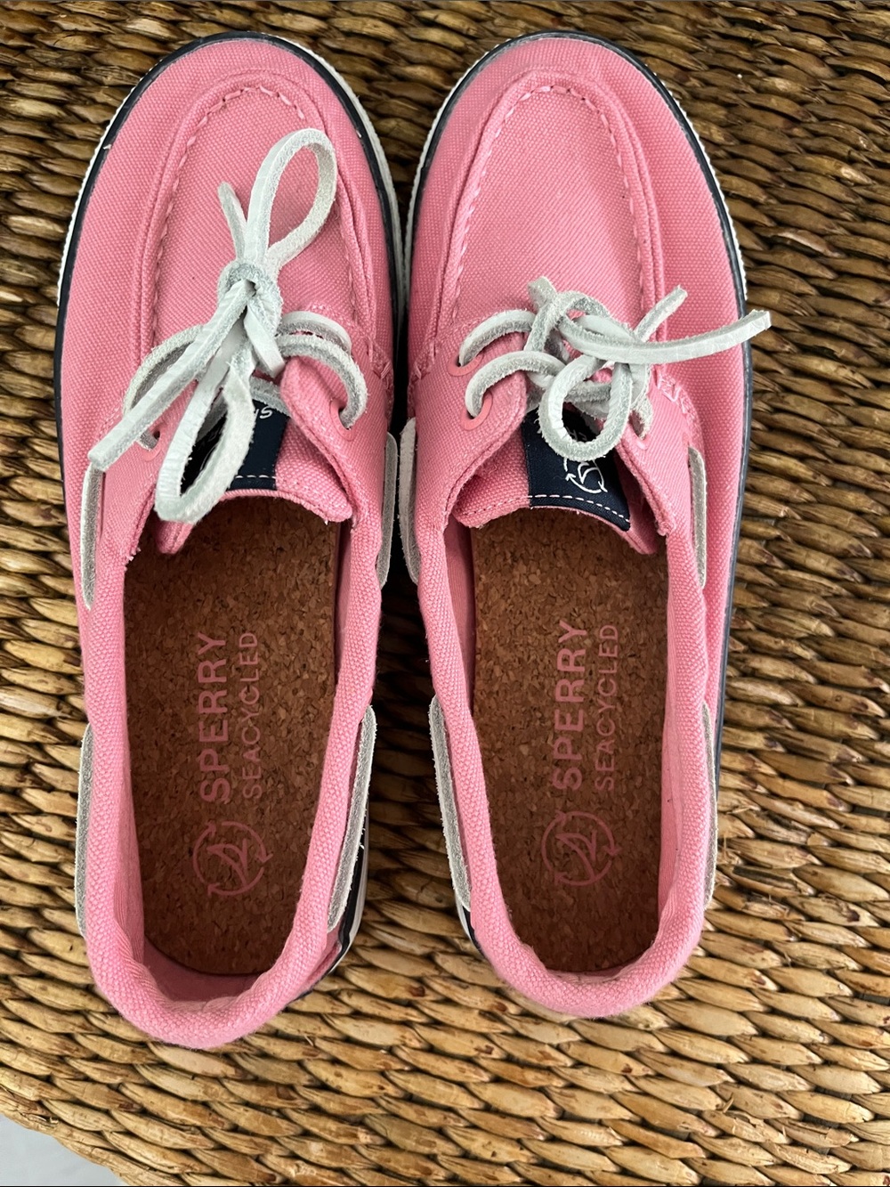 Sperry Seacycled  Pink Canvas Boat Shoes with White leather Laces Boat Shoes